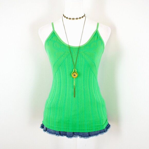 Vintage 2000s Y2K Green Sleeveless Cami Top Whimsigoth Twee Fairy Mermaid - Picture 1 of 5